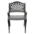 Ensemble de salle à manger de patio hexagonal moderne et orné en aluminium de 160 cm avec plateau tournant et six chaises - N/A