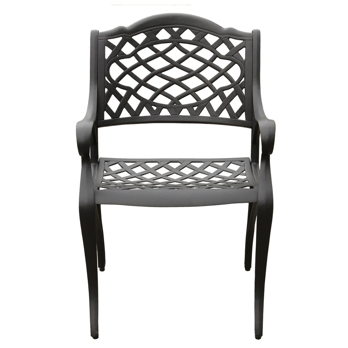 Ensemble de salle à manger de patio hexagonal moderne et orné en aluminium de 160 cm avec plateau tournant et six chaises - N/A
