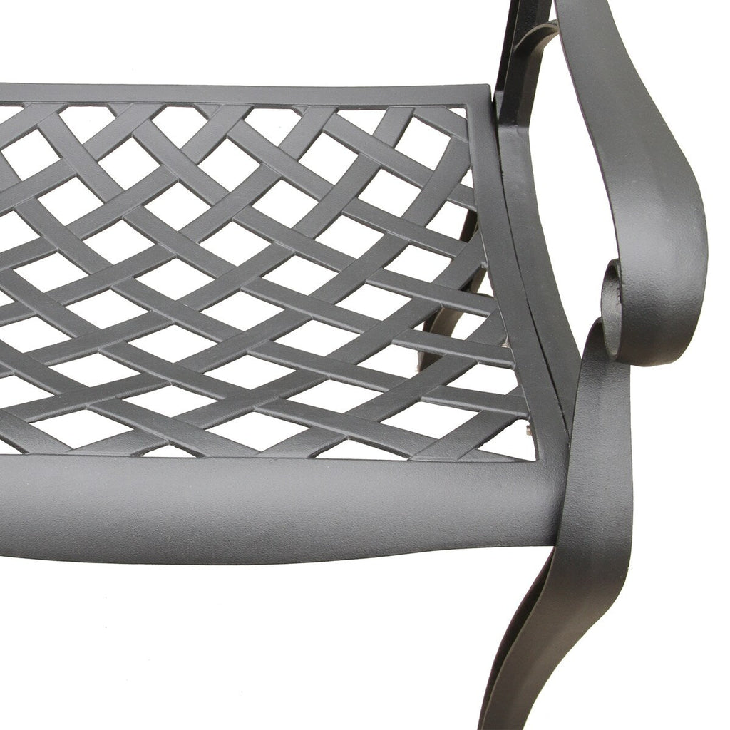 Ensemble de salle à manger de patio hexagonal moderne et orné en aluminium de 160 cm avec plateau tournant et six chaises - N/A