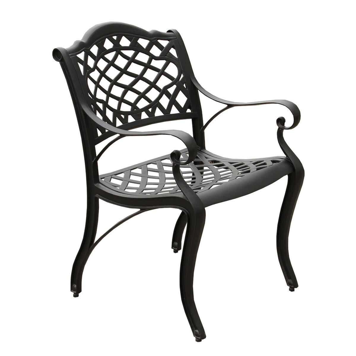Ensemble de salle à manger de patio hexagonal moderne et orné en aluminium de 160 cm avec plateau tournant et six chaises - N/A