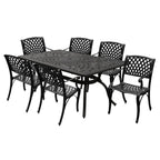 Ensemble de salle à manger rectangulaire moderne et orné en aluminium de 170 cm avec six chaises - N/A