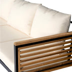 Ensemble de canapés d'extérieur modernes 3 pièces en bois d'acacia et métal pour patio