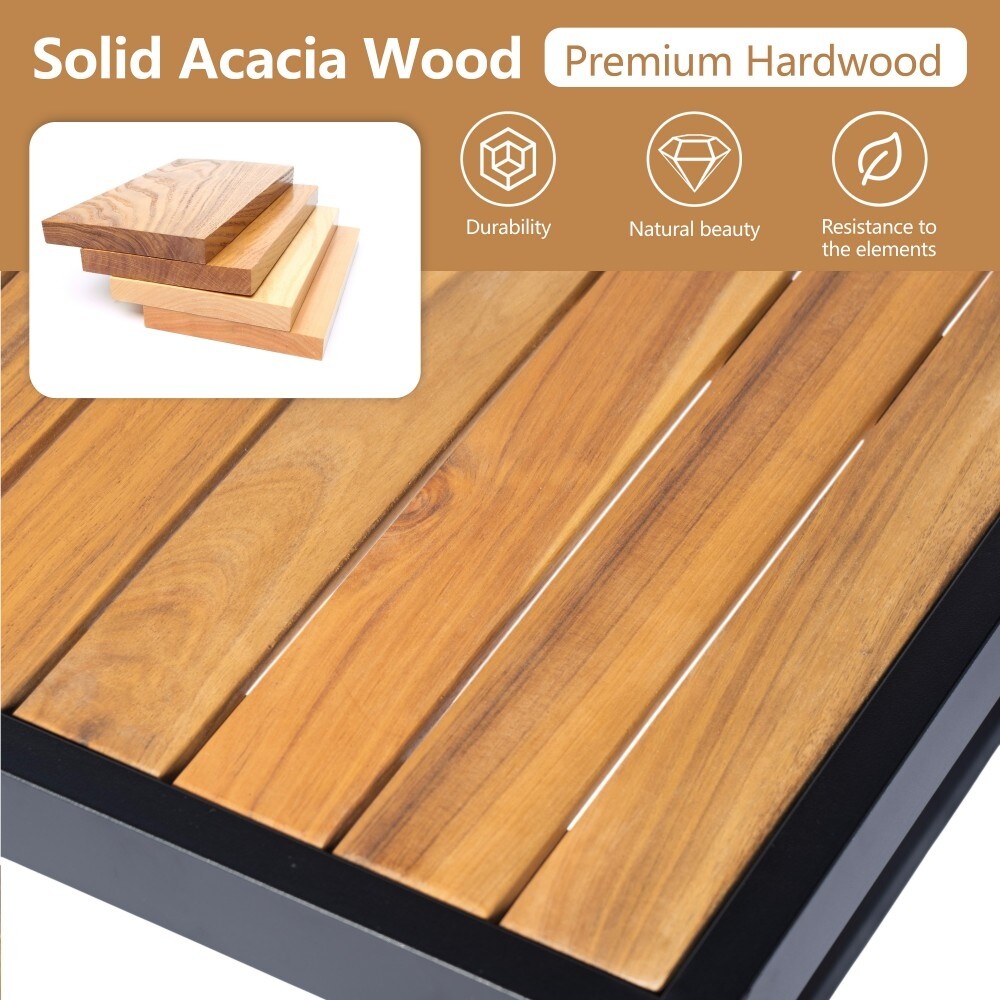 Ensemble de canapés d'extérieur modernes 3 pièces en bois d'acacia et métal pour patio