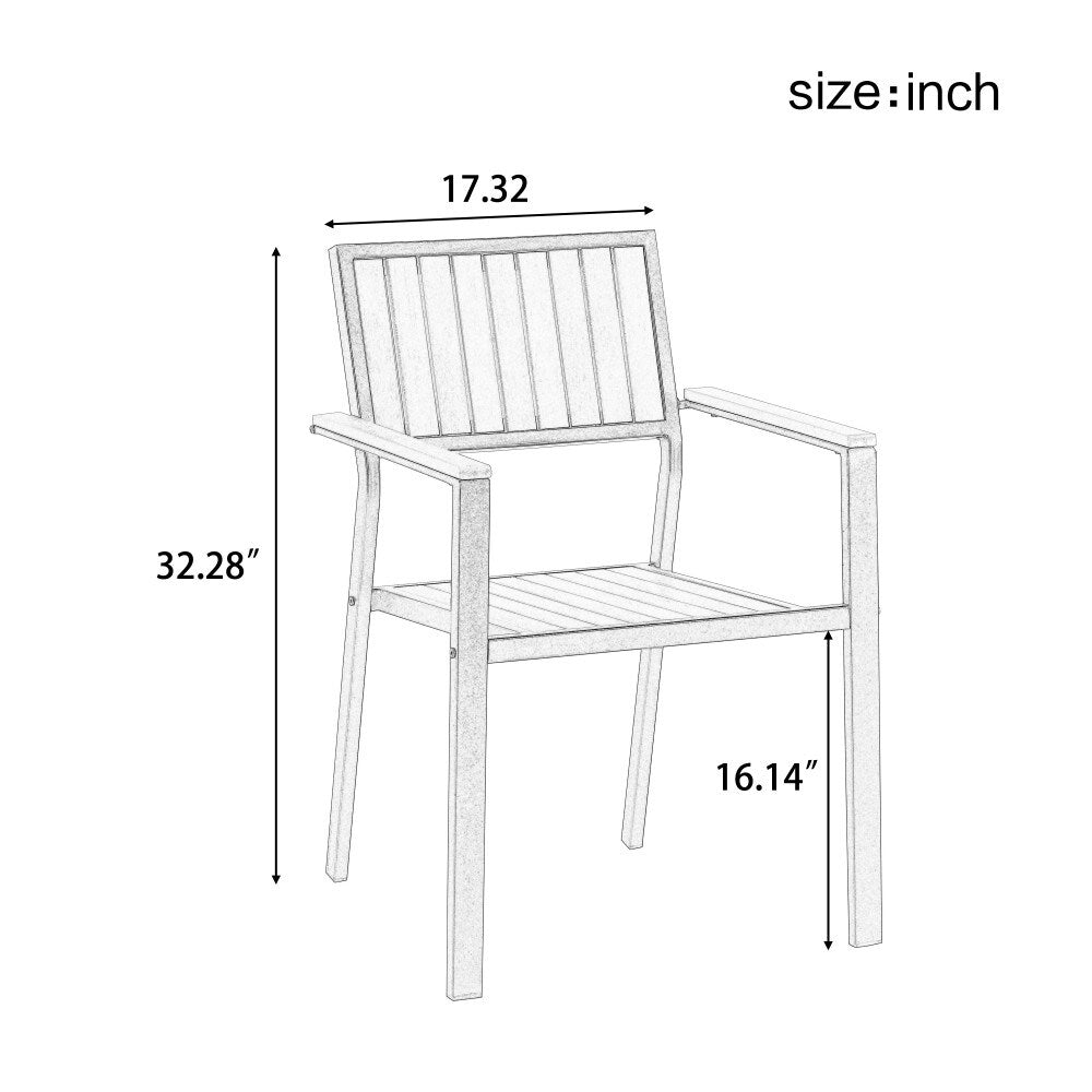 Ensemble de salle à manger d'extérieur moderne de 7 pièces avec six chaises et une table extensible pour patio