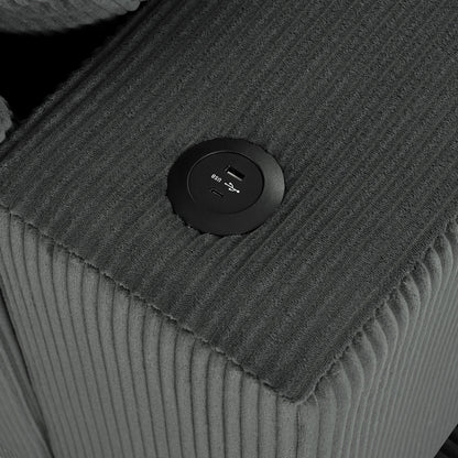 Canapé sectionnel 3 places moderne et surdimensionné avec porte-gobelets et ports de chargement USB, coussins épais pour le salon