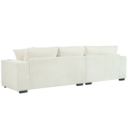 Canapé sectionnel 3 places moderne et surdimensionné avec porte-gobelets et ports de chargement USB, coussins épais pour le salon