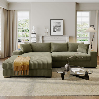 Canapé sectionnel 3 places moderne et surdimensionné avec porte-gobelets et ports de chargement USB, coussins épais pour le salon