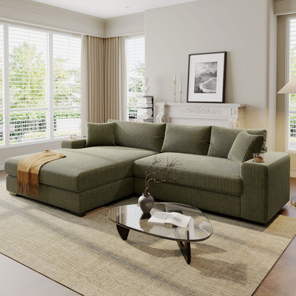 Canapé sectionnel 3 places moderne et surdimensionné avec porte-gobelets et ports de chargement USB, coussins épais pour le salon
