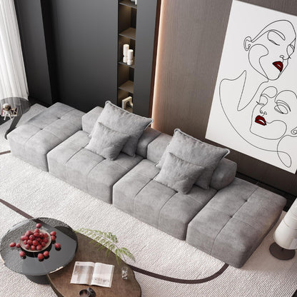 Canapé modulaire moderne surdimensionné en chenille avec 2 poufs, 2 places et 4 coussins pour le salon