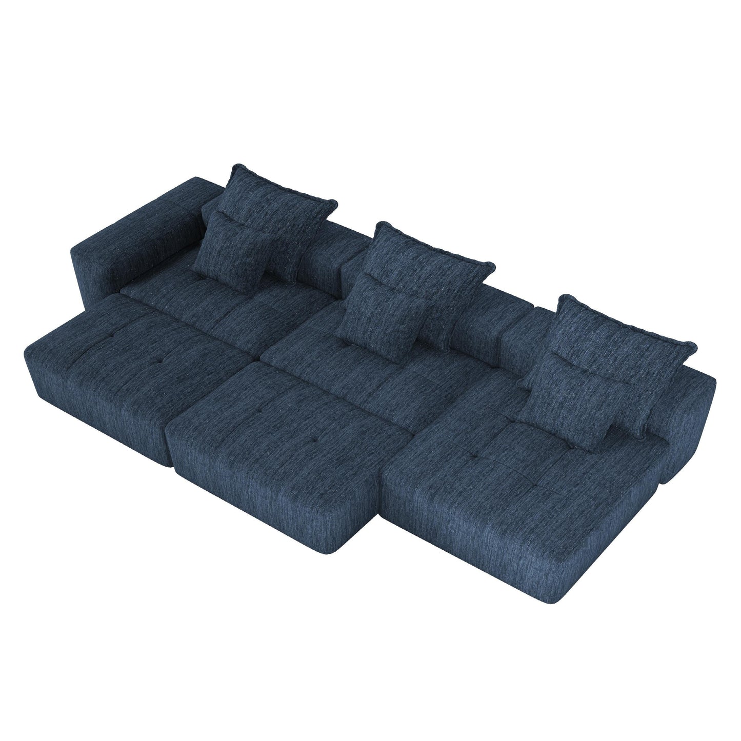 Canapé modulaire moderne surdimensionné en chenille avec coussins et 6 oreillers pour le salon