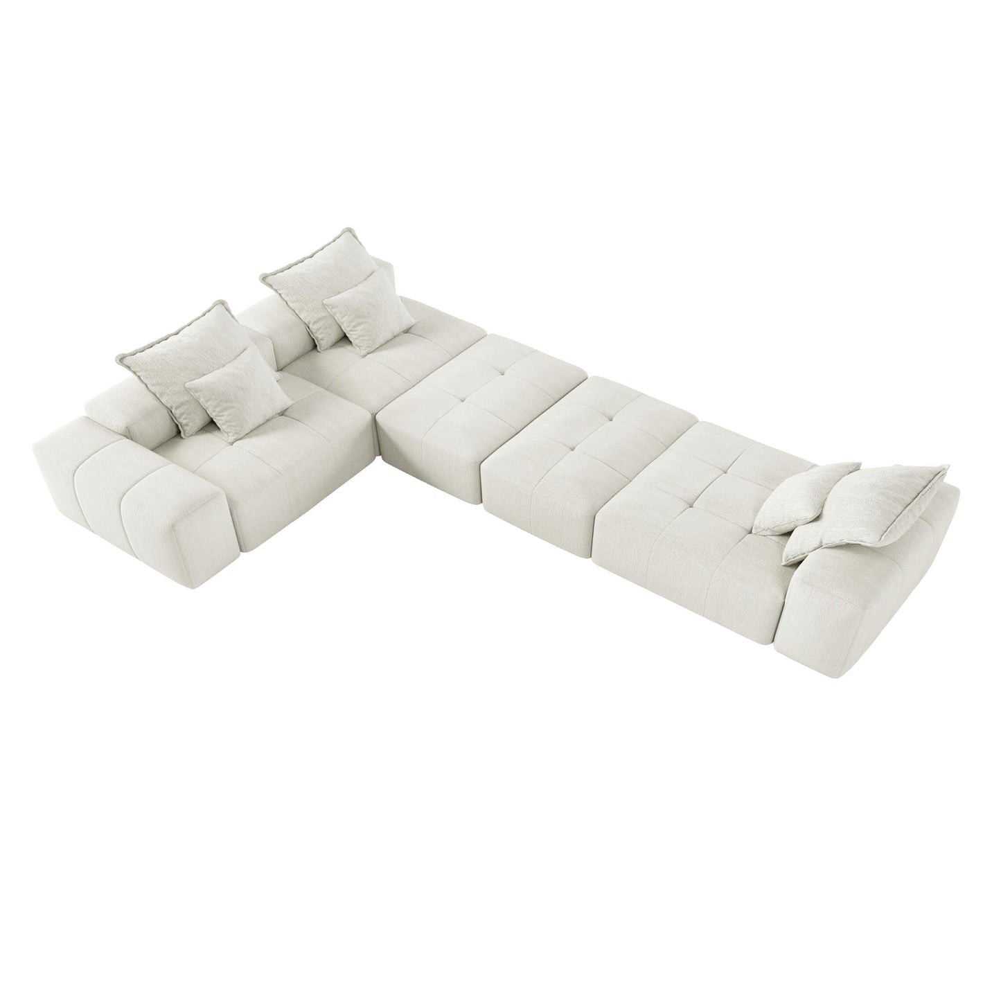 Canapé modulaire moderne surdimensionné en chenille avec coussins et 6 oreillers pour le salon