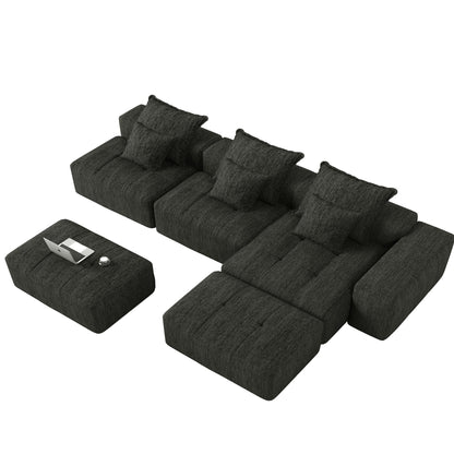 Canapé modulaire moderne surdimensionné en chenille avec coussins et 6 oreillers pour le salon