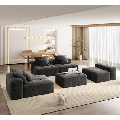 Canapé modulaire moderne surdimensionné en chenille avec coussins et 6 oreillers pour le salon