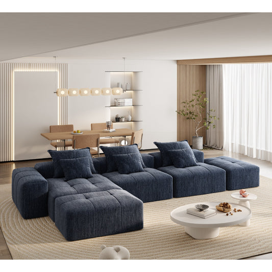 Canapé modulaire moderne surdimensionné en chenille avec coussins et 6 oreillers pour le salon