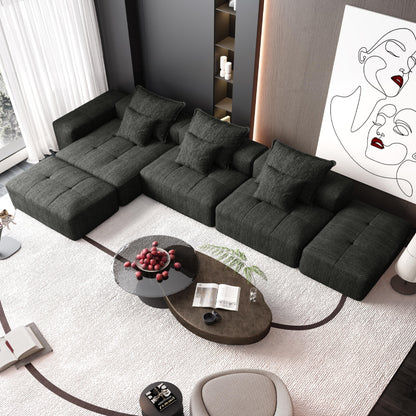 Canapé modulaire moderne surdimensionné en chenille avec coussins et 6 oreillers pour le salon