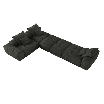 Canapé modulaire moderne surdimensionné en chenille avec coussins et 6 oreillers pour le salon