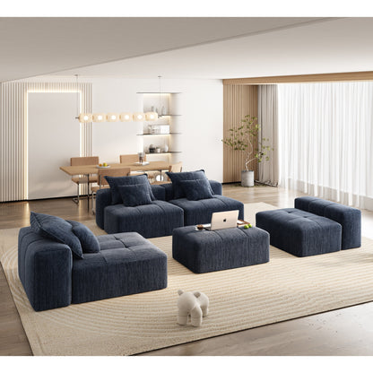 Canapé modulaire moderne surdimensionné en chenille avec coussins et 6 oreillers pour le salon
