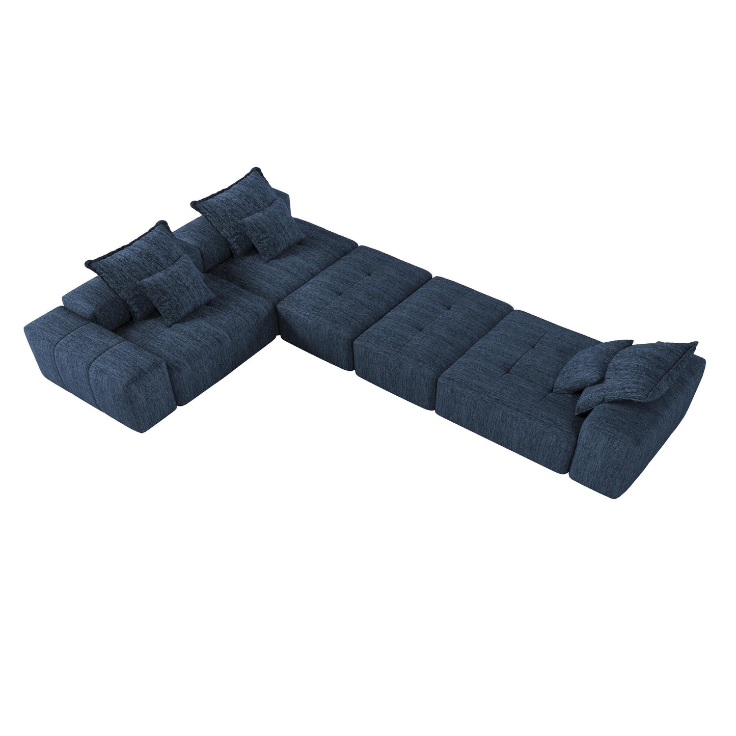 Canapé modulaire moderne surdimensionné en chenille avec coussins et 6 oreillers pour le salon