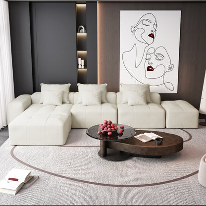 Canapé modulaire moderne surdimensionné en chenille avec coussins et 6 oreillers pour le salon