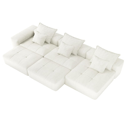 Canapé modulaire moderne surdimensionné en chenille avec coussins et 6 oreillers pour le salon