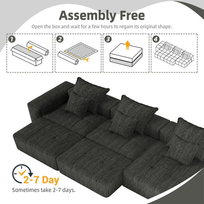 Canapé modulaire moderne surdimensionné en chenille avec coussins et 6 oreillers pour le salon