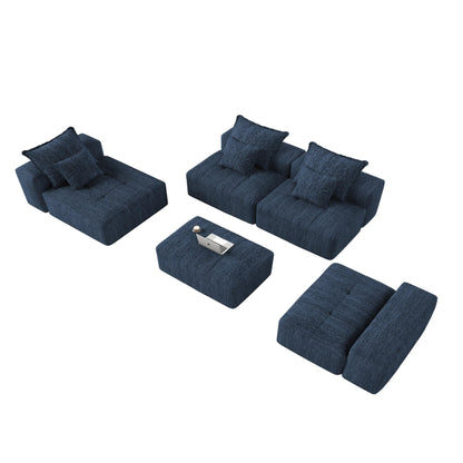 Canapé modulaire moderne surdimensionné en chenille avec coussins et 6 oreillers pour le salon