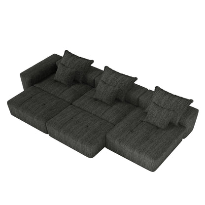 Canapé modulaire moderne surdimensionné en chenille avec coussins et 6 oreillers pour le salon