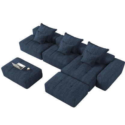 Canapé modulaire moderne surdimensionné en chenille avec coussins et 6 oreillers pour le salon