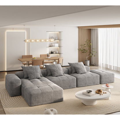 Canapé modulaire moderne surdimensionné en chenille avec coussins et 6 oreillers pour le salon