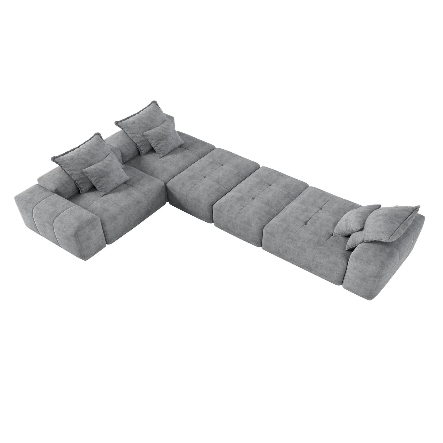 Canapé modulaire moderne surdimensionné en chenille avec coussins et 6 oreillers pour le salon