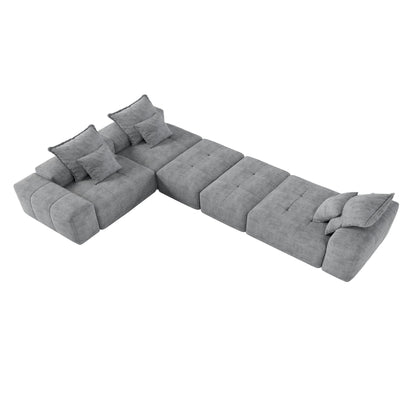 Canapé modulaire moderne surdimensionné en chenille avec coussins et 6 oreillers pour le salon