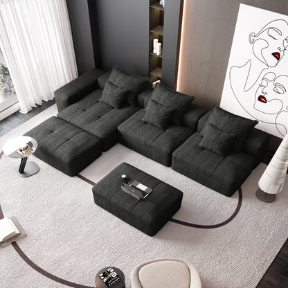 Canapé modulaire moderne surdimensionné en chenille avec coussins et 6 oreillers pour le salon