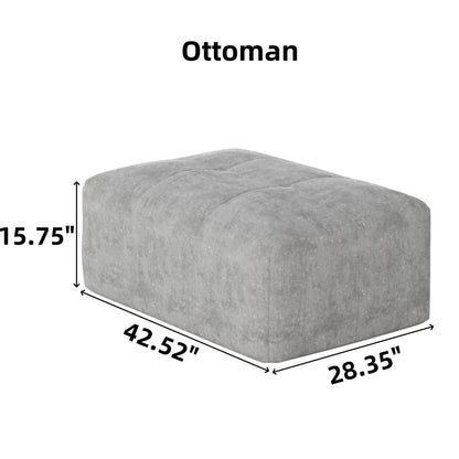 Canapé modulaire moderne surdimensionné en chenille capitonné avec 2 oreillers et pouf pour le salon