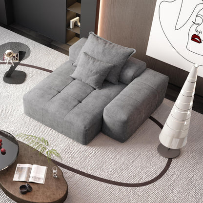 Canapé modulaire moderne surdimensionné en chenille capitonné avec 2 coussins pour salon ou bureau