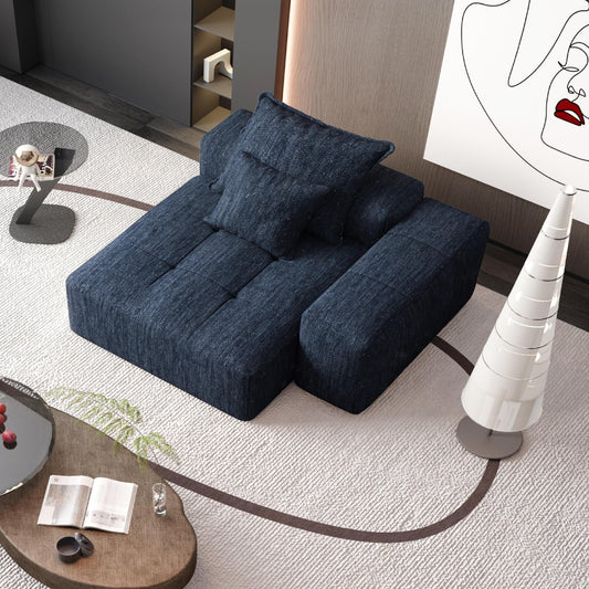 Canapé modulaire moderne surdimensionné en chenille capitonné avec 2 coussins pour salon ou bureau