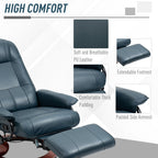 Fauteuil inclinable manuel moderne en cuir PU avec base pivotante en bois et repose-pieds rétractable pour salon ou bureau