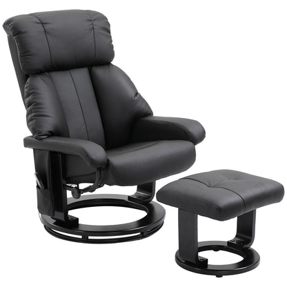 Fauteuil inclinable moderne en cuir PU avec repose-pieds, massage par vibrations à 10 zones et base pivotante en bois pour salon et chambre