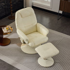 Fauteuil de bureau pivotant et inclinable en cuir synthétique moderne, chauffant et massant, avec pouf et dossier réglable