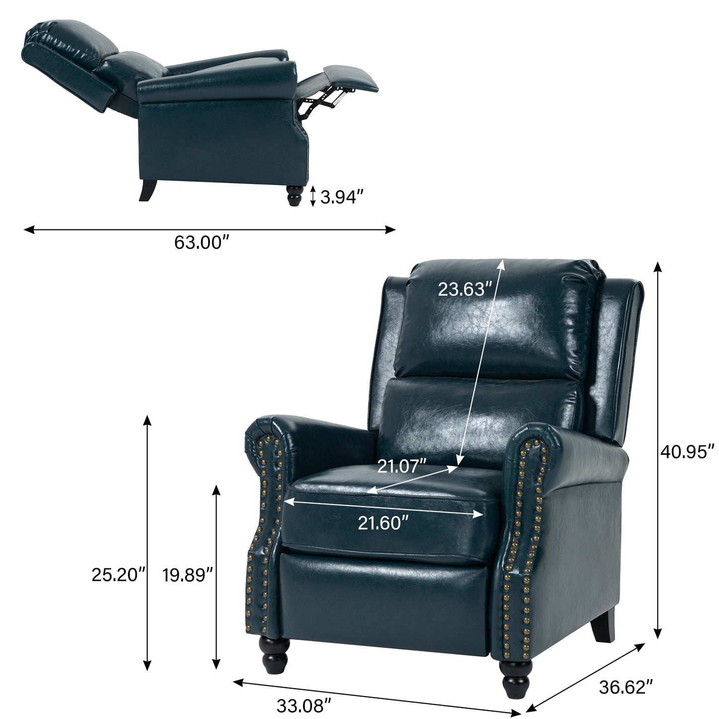 Fauteuil inclinable moderne rembourré en cuir PU