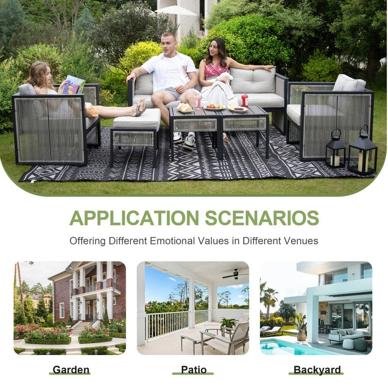 Ensemble de canapés d'extérieur sectionnels FINCATI en osier surdimensionné pour meubles de patio modernes