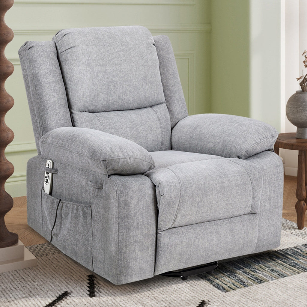 Fauteuil inclinable électrique moderne, canapé chauffant et massant réglable avec rangement latéral, repose-pieds et télécommande