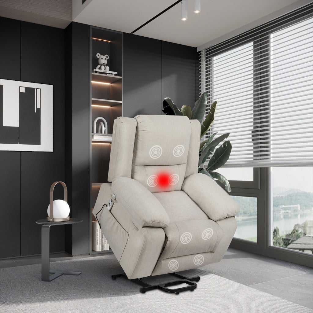 Fauteuil inclinable électrique moderne, canapé chauffant et massant réglable avec rangement latéral, repose-pieds et télécommande