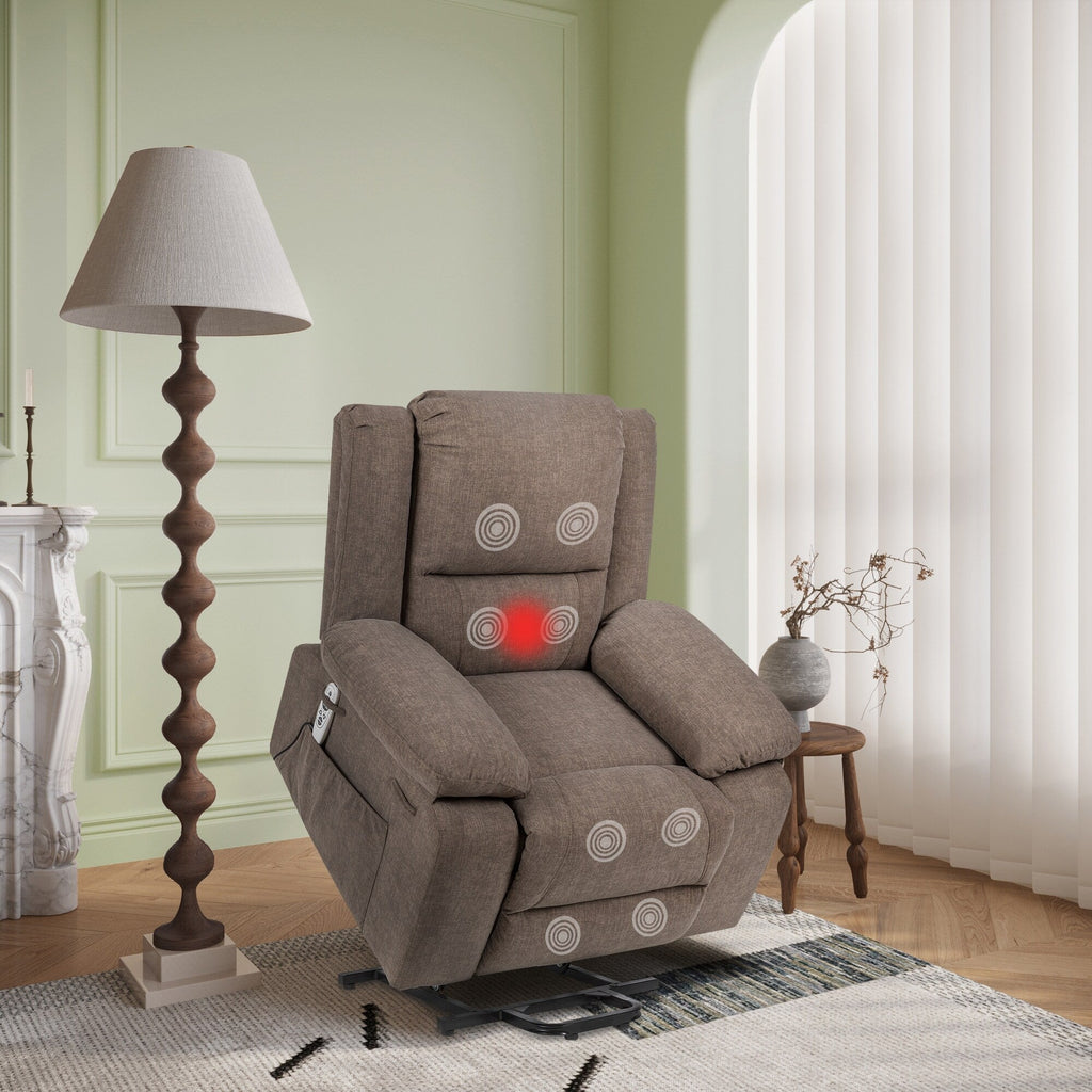 Fauteuil inclinable électrique moderne, canapé chauffant et massant réglable avec rangement latéral, repose-pieds et télécommande