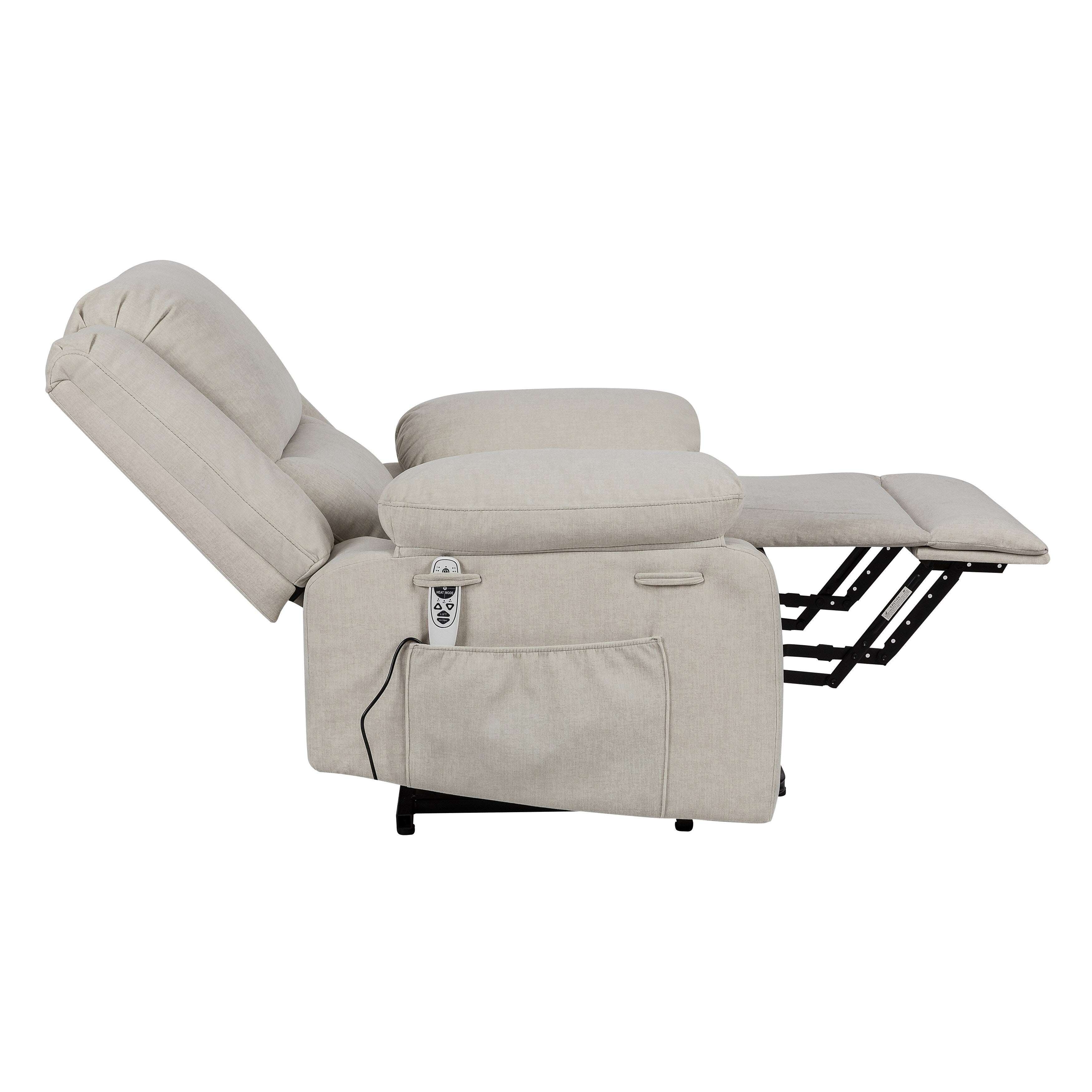 Fauteuil inclinable électrique moderne, canapé chauffant et massant réglable avec rangement latéral, repose-pieds et télécommande