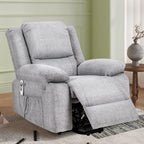 Fauteuil inclinable électrique moderne, canapé chauffant et massant réglable avec rangement latéral, repose-pieds et télécommande