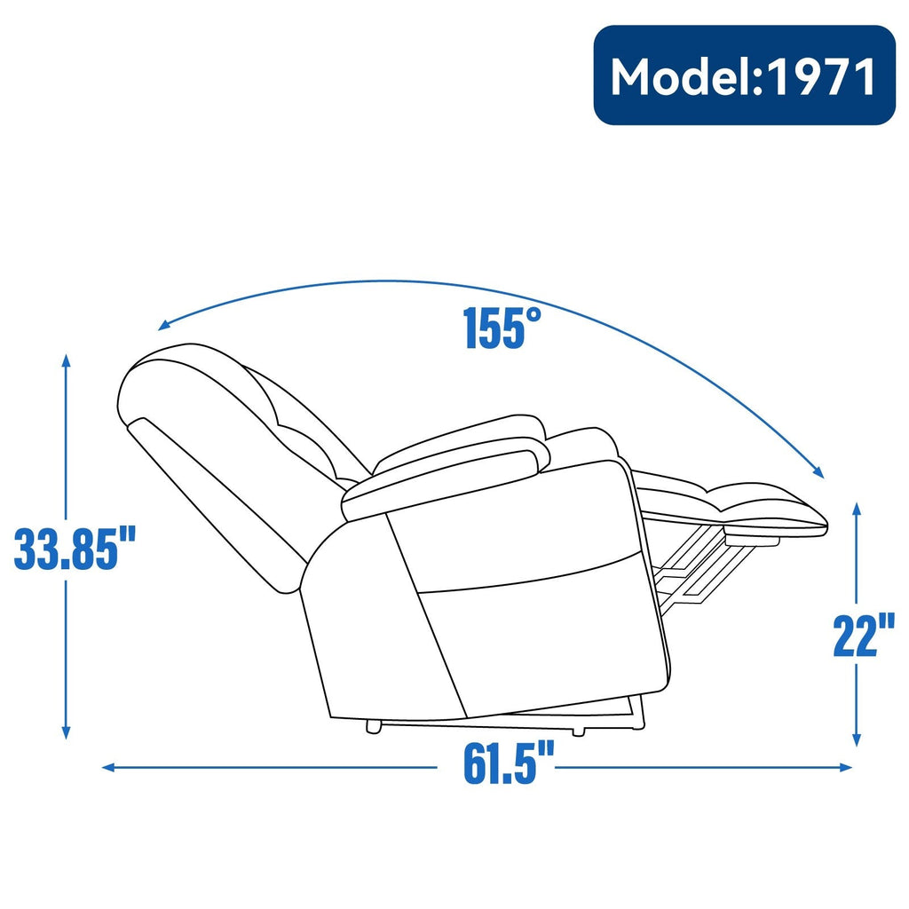 Fauteuil inclinable électrique moderne, fauteuil de massage chauffant, canapé simple rembourré avec deux ports USB et porte-gobelets