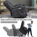 Fauteuil inclinable électrique moderne, fauteuil de massage chauffant, canapé simple rembourré avec deux ports USB et porte-gobelets