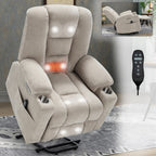 Fauteuil inclinable électrique moderne, fauteuil de massage chauffant, canapé simple rembourré avec deux ports USB et porte-gobelets