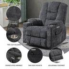 Fauteuil inclinable électrique moderne, fauteuil de massage chauffant, canapé simple rembourré avec deux ports USB et porte-gobelets