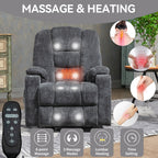 Fauteuil inclinable électrique moderne, fauteuil de massage chauffant, canapé simple rembourré avec deux ports USB et porte-gobelets